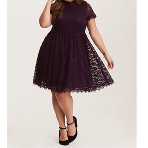 Torrid Deep Purple High Neck Lace Skater Size 16